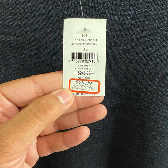 Salt and Stone Mens Crewneck Sweater Brand New Dark Blue and Grey Size XL - Picture 6 of 6